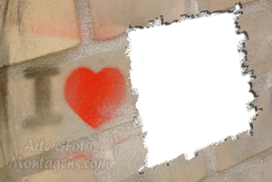 Grafite 'I Love You' muro tijolos, moldura urbana.
