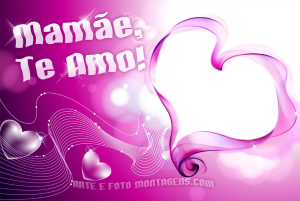 Coração rosa, frase 'Mamãe, te amo', fundo rosa.