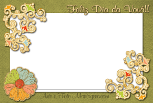 Feliz dia da Vovó, elementos vintage, fundo verde antigo.