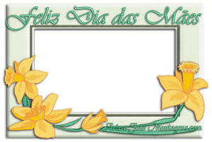Quadro com flores amarelas, 'Feliz Dia das Mães'.