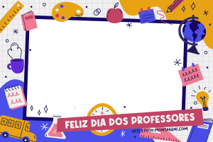 frase 'feliz dia dos professores', elementos de escola