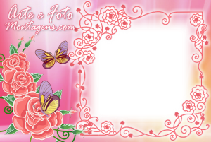 Borboletas, rosas pink, moldura rosa, fundo rosa brilhos.