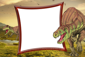 Tiranossauro Rex, fundo paisagem jurássica.
