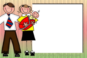 Desenho família (pai, mãe, filhos).