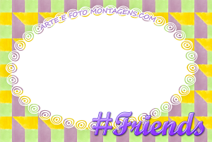 Hashtag #Friends, #Amizade, fundo colorido.