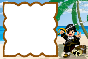 Caveira pirata, espada, praia.