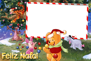 Ursinho Pooh Natal, gorro, papai noel leitão, io, tigrão.