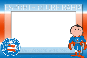 Super-Homem Bahia, moldura circular, tricolor (azul, branco, vermelho).