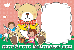 Crianças urso pelúcia, fundo rosa.