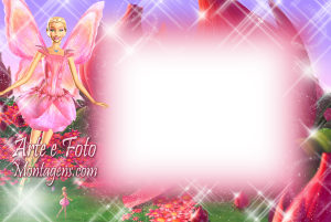 Fadas Barbie Mariposa voando, fundo jardim plantas exóticas Fairytopia.