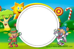 Patati e Patatá acenando, moldura oval branca borda dupla lilás, fundo lilás raios.