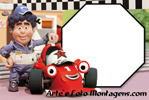 Roary Carrinho Corrida, mecânico Chris, moldura octogonal preta borda fina.