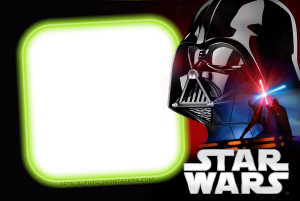Darth Vader Star Wars, logo filme, luta sabres, moldura verde formato 'D'.