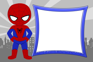 Homem-Aranha Tobey Maguire, pose ação, moldura preta formato escudo metálico, fundo cidade.