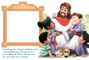 Jesus com crianças e mensagem